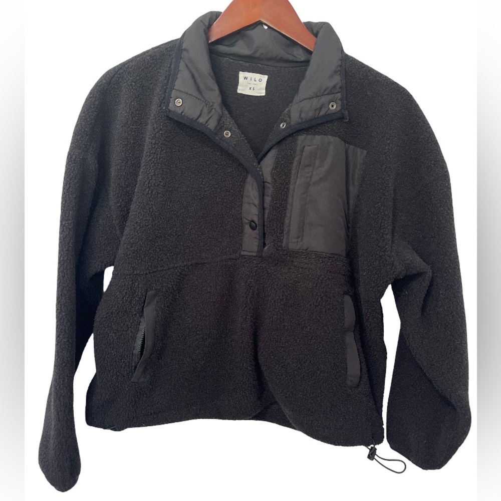 Anthropologie Wilo The Label Black Fleece 1/4 Snap Pullover Jacket Women’s XS